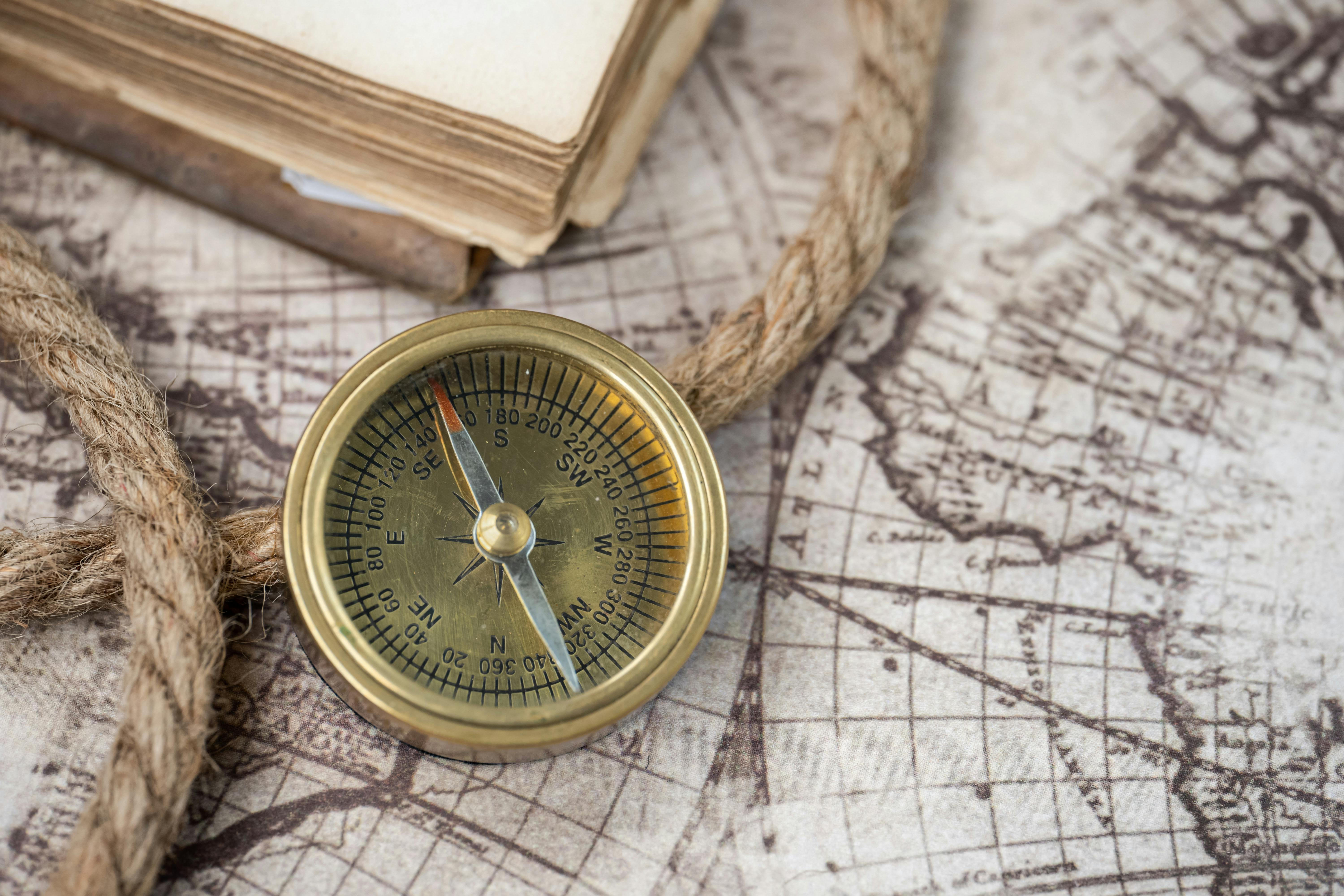Compass on a globe